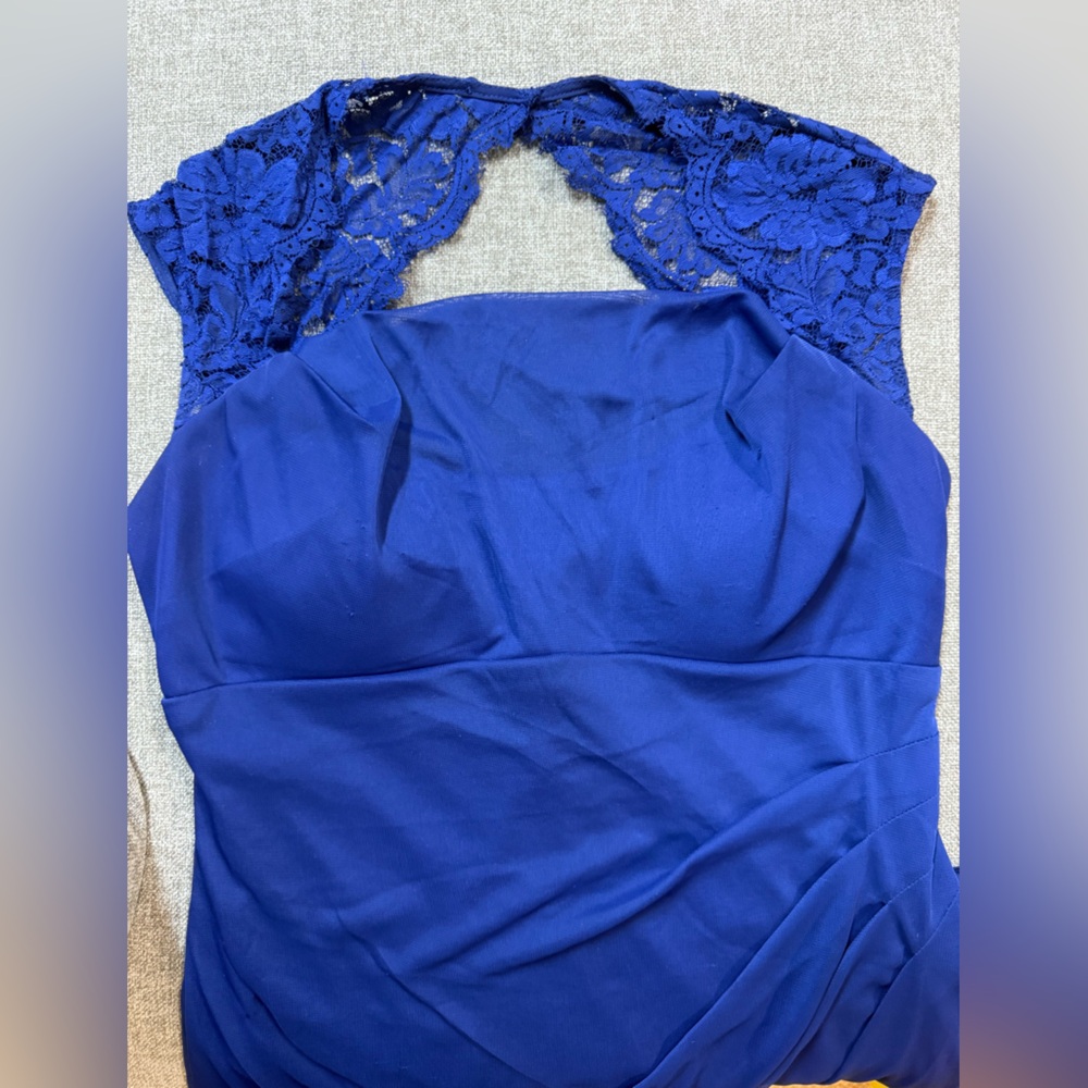 Xscape Royal Blue Lace Mini Dress - Picture 5 of 13